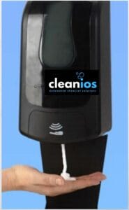 Top Solutions Of - Feature image of the Cleanios Touch Free Dispensers-image showing touch free use.