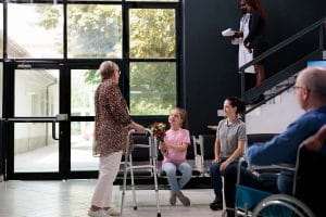 Image of grandchildren visiting Grandma at Senior's Facility